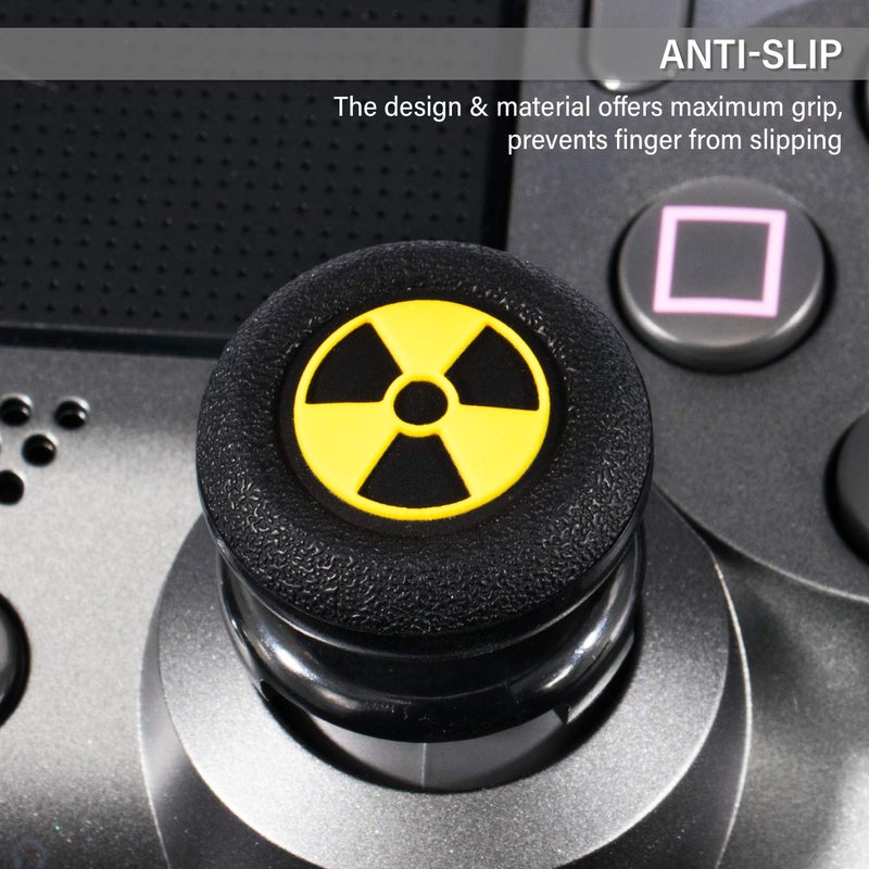 Playrealm FPS Thumbstick Extender & 3D Texture Rubber Silicone Grip Cover 2 Sets for PS5 Dualsenese & PS4 Controller (Radiation Black) - Image 5